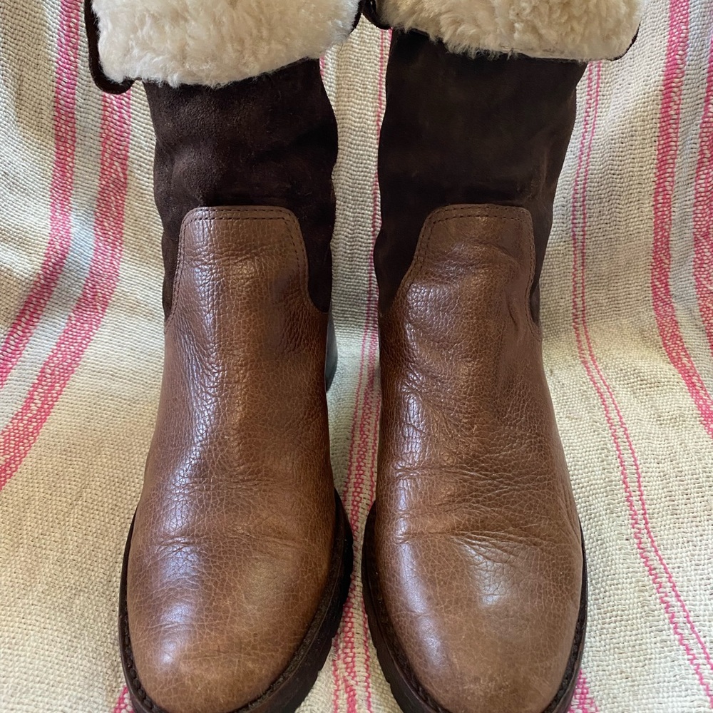 Vintage Lauren Ralph Lauren Fleece Lined Leather Boots Size 8